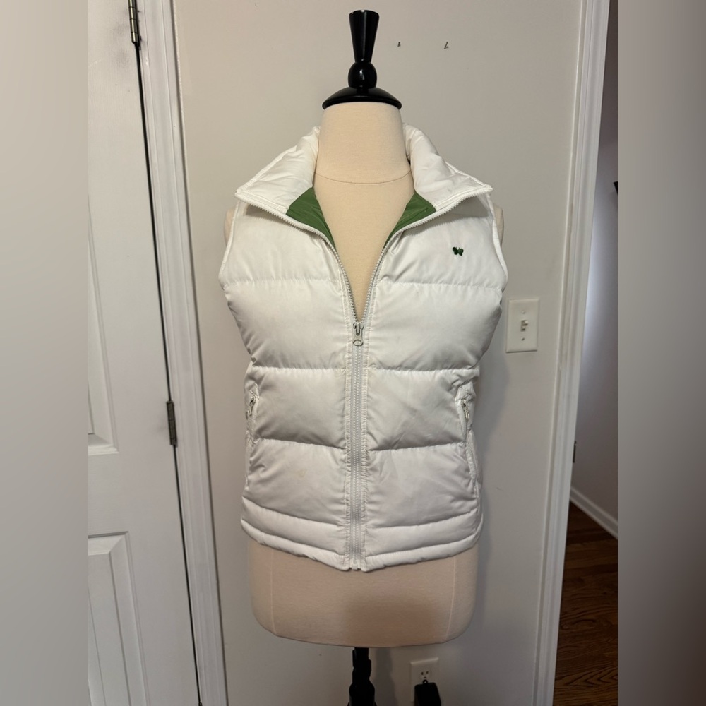 Aeropostale Women's White with Green detail puffer vest